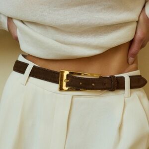 AUREUM NO 10 BELT SIZE XS/S — Chocolate Suede/GOLD